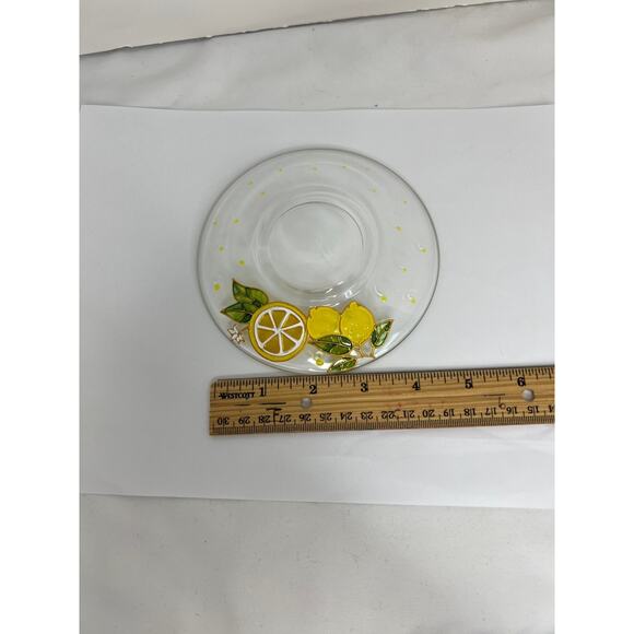 Lemons Cup And Saucer Set Yellow Glass Floral Vintage Retro Rare Find - Picture 15 of 16